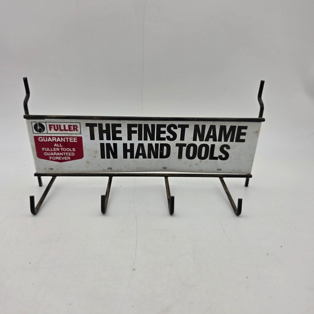 Vintage Fuller Hand Tools Pegboard Display Rack Metal Advertising Sign 4 Hook